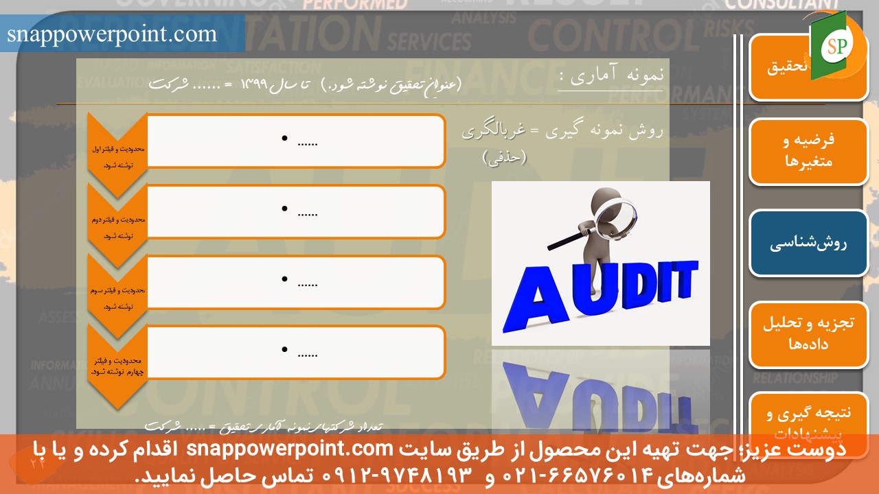 snappowerpoint.com-SP1000008-Audit-thesis-plan-No.2-24 این عکس، مربوط به قالب پاورپوینت آماده پایاننامه حسابرسی - طرح شماره 2، گروه تخصصی اسنپ پاورپوینت میباشد.