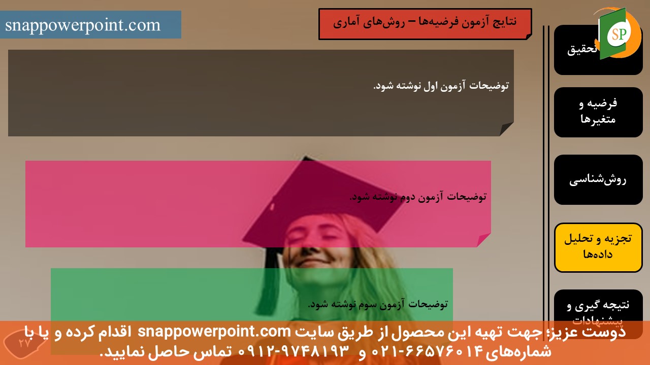 این عکس، مربوط به قالب پاورپوینت آماده پایان‌نامه حسابداری مدیریت - طرح شماره 1، گروه تخصصی اسنپ پاورپوینت می‌باشد.