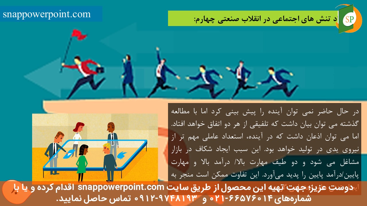 این عکس، مربوط به پاورپوینت آماده انقلاب صنعتی چهارم و چالش‌ها و فرصت‌ها، گروه تخصصی اسنپ پاورپوینت می‌باشد.